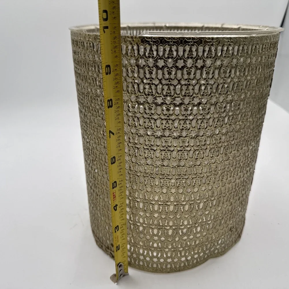Vintage gold filagree waste basket trash Can Planter Hollywood Regency